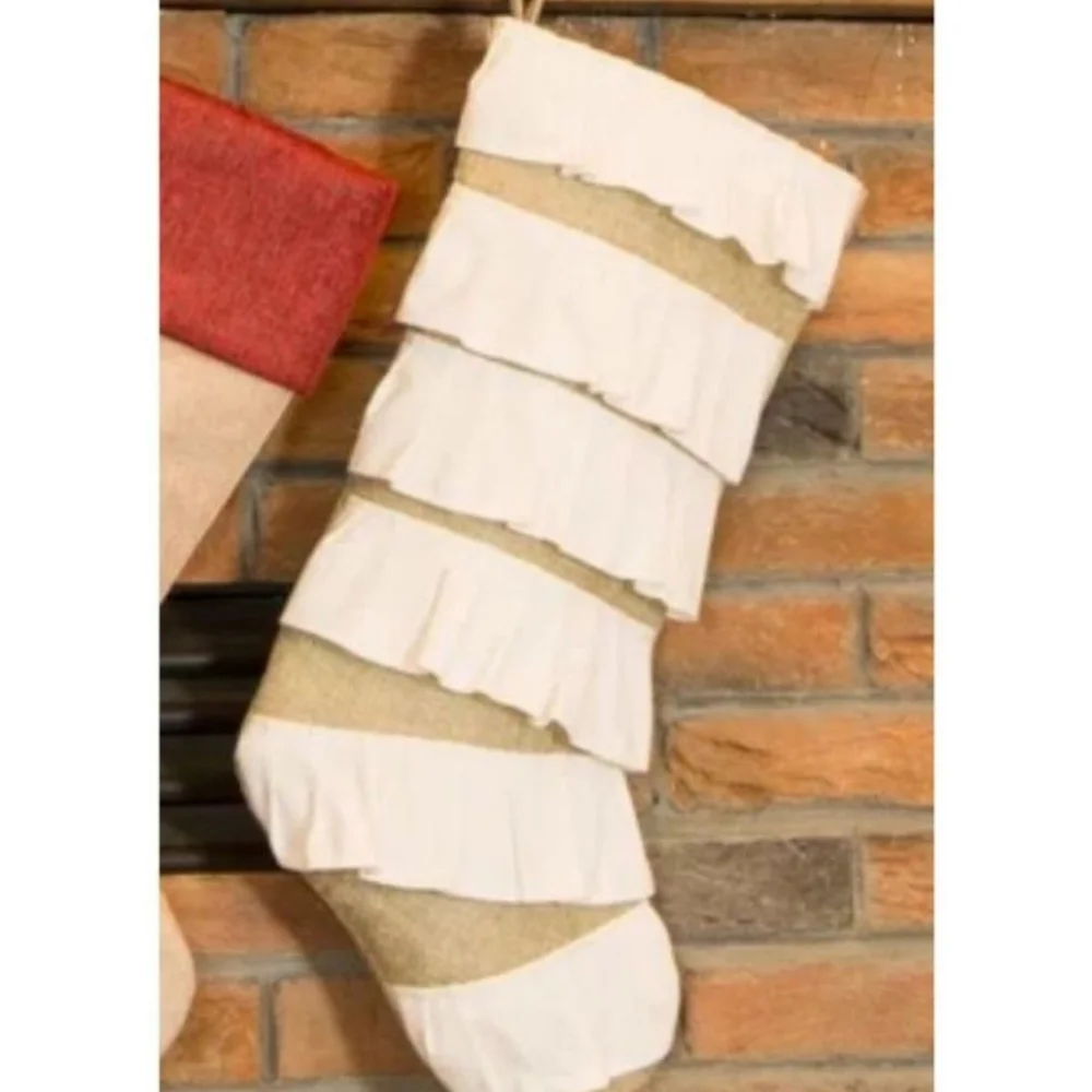 ❤️10/$20 New ruffled burlap stocking holiday christmas